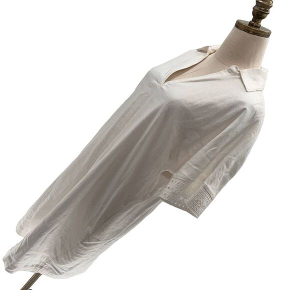 Elie Tahari White Lace Trim Short Sleeved/Collar Linen Lined Shirt Dress NWT-M - Picture 5 of 13